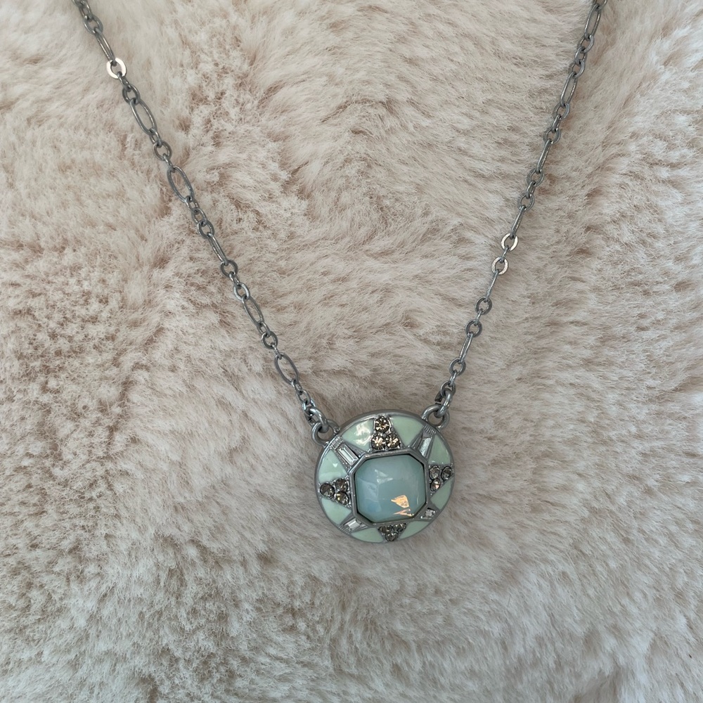 Lia Sophia Silver Chain with Light Green Circle Pendant